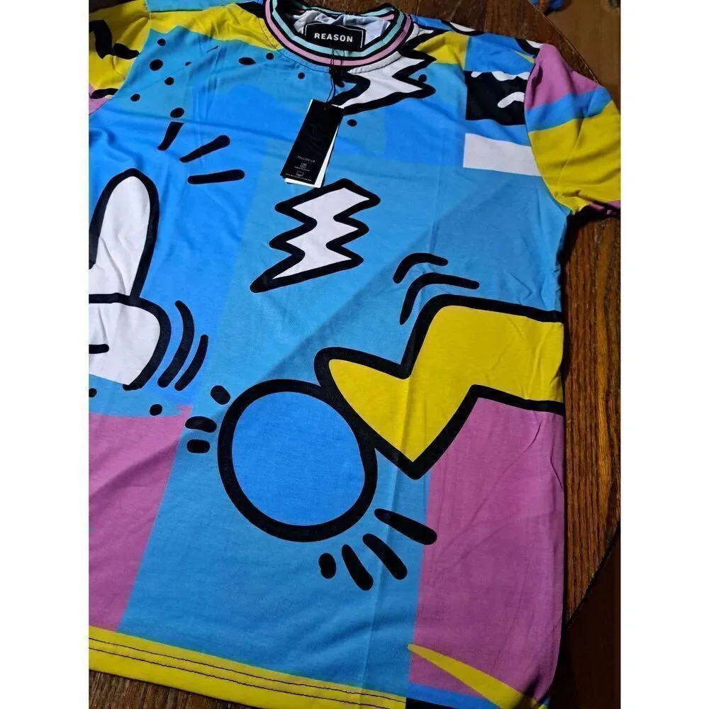 New Large Reason Relax Short Sleeve Crew Neck Pullover Streetwear Tee Tshirt - Picture 3 of 4